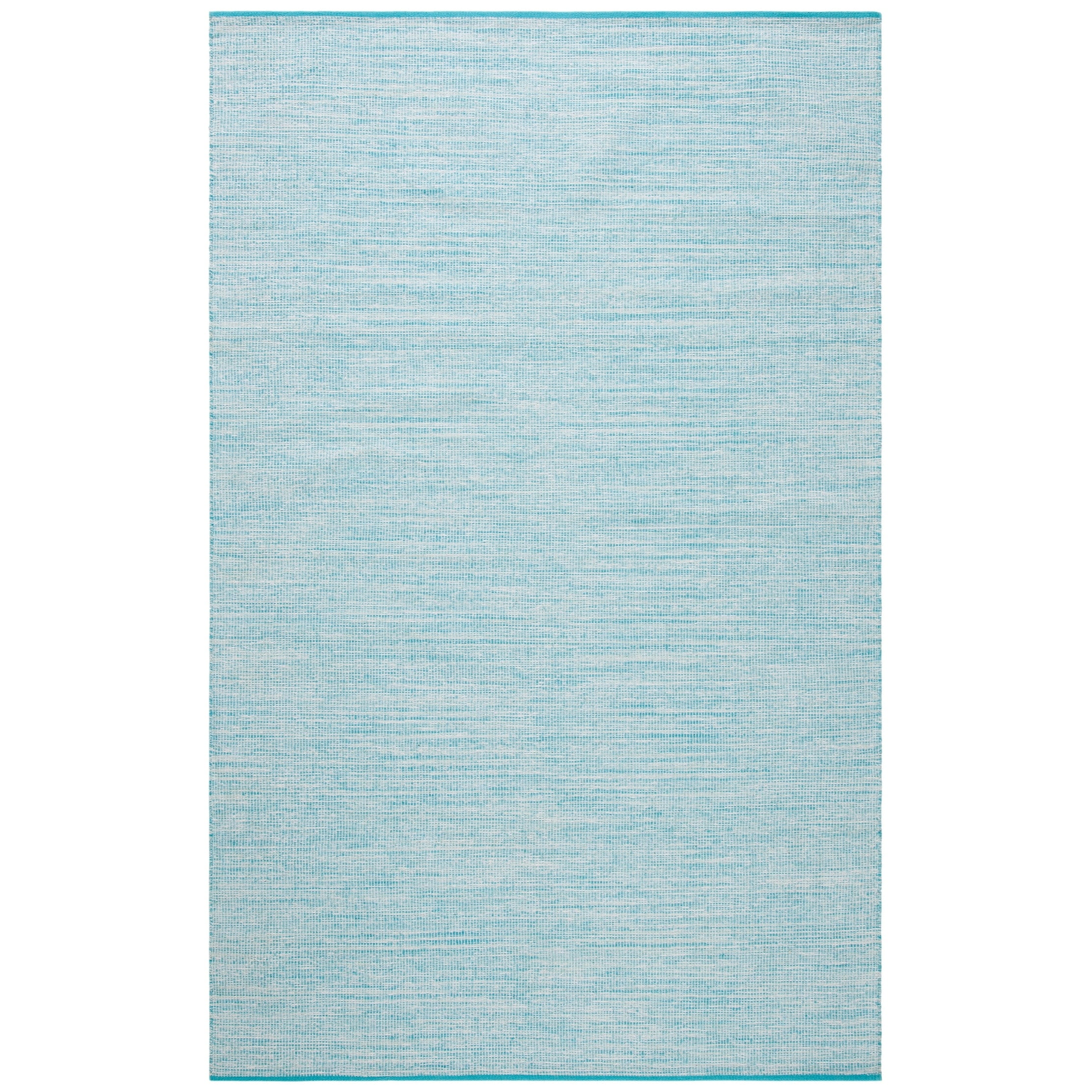 Montauk Aqua Blue 6' Square Handwoven Cotton Area Rug