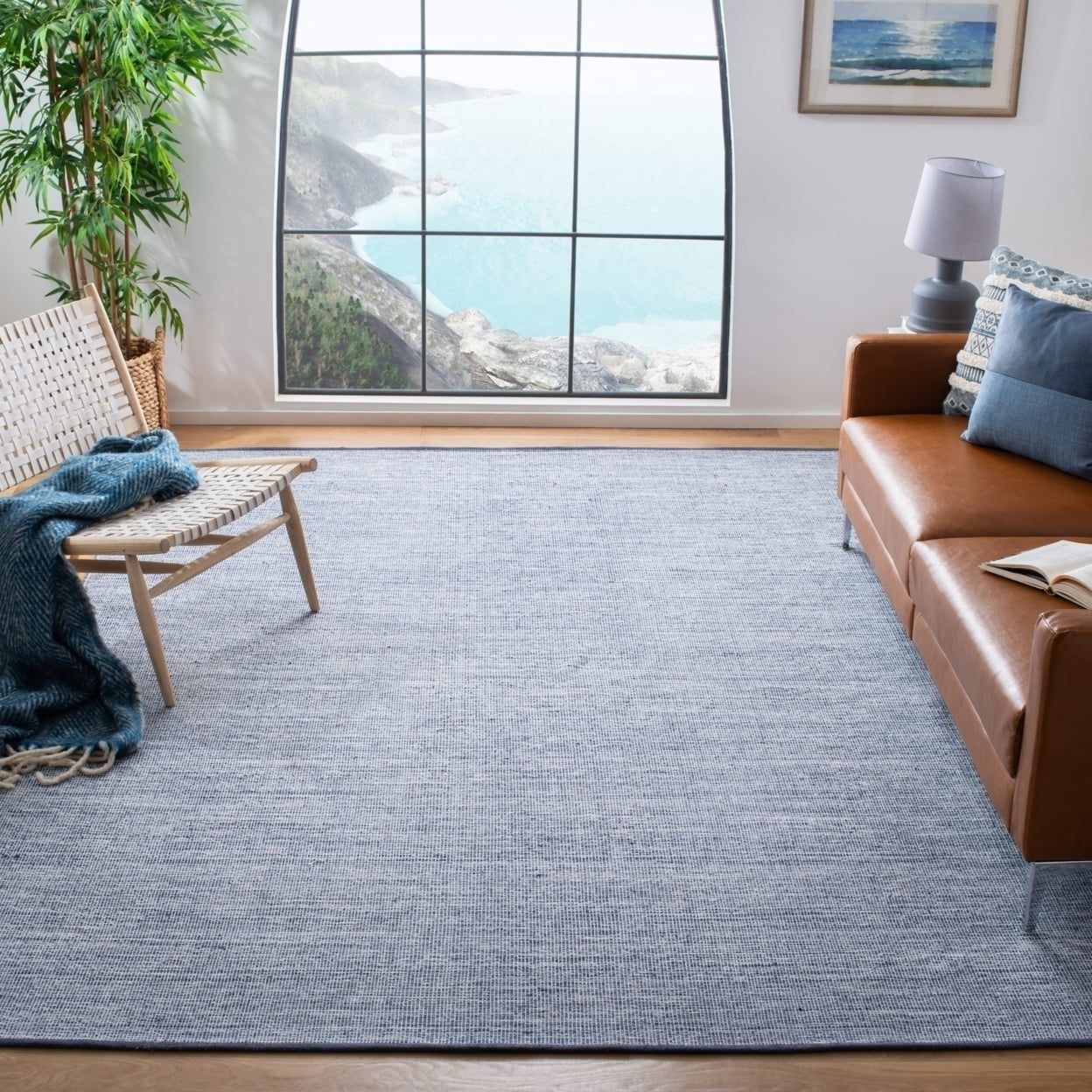 Montauk 5' x 8' Navy Blue Handwoven Cotton Area Rug