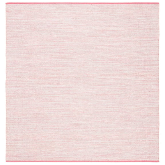 SAFAVIEH Montauk Bernadine Solid Braided Cotton Area Rug, Pink/Fuchsia, 6' x 6' Square