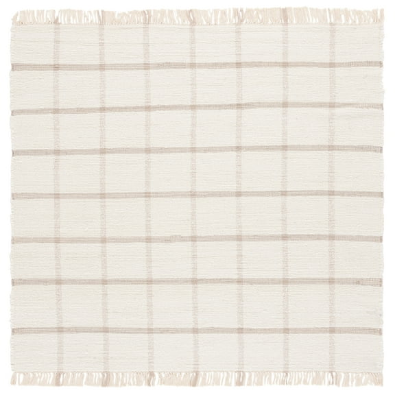 SAFAVIEH Montauk Bevin Checkered Area Rug, Ivory/Beige, 6' x 6' Square
