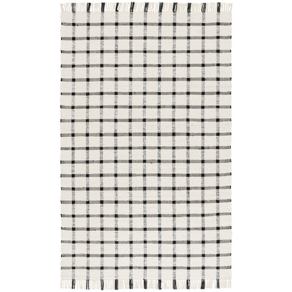 SAFAVIEH Montauk Bevin Checkered Area Rug, Ivory/Black, 3' x 5'