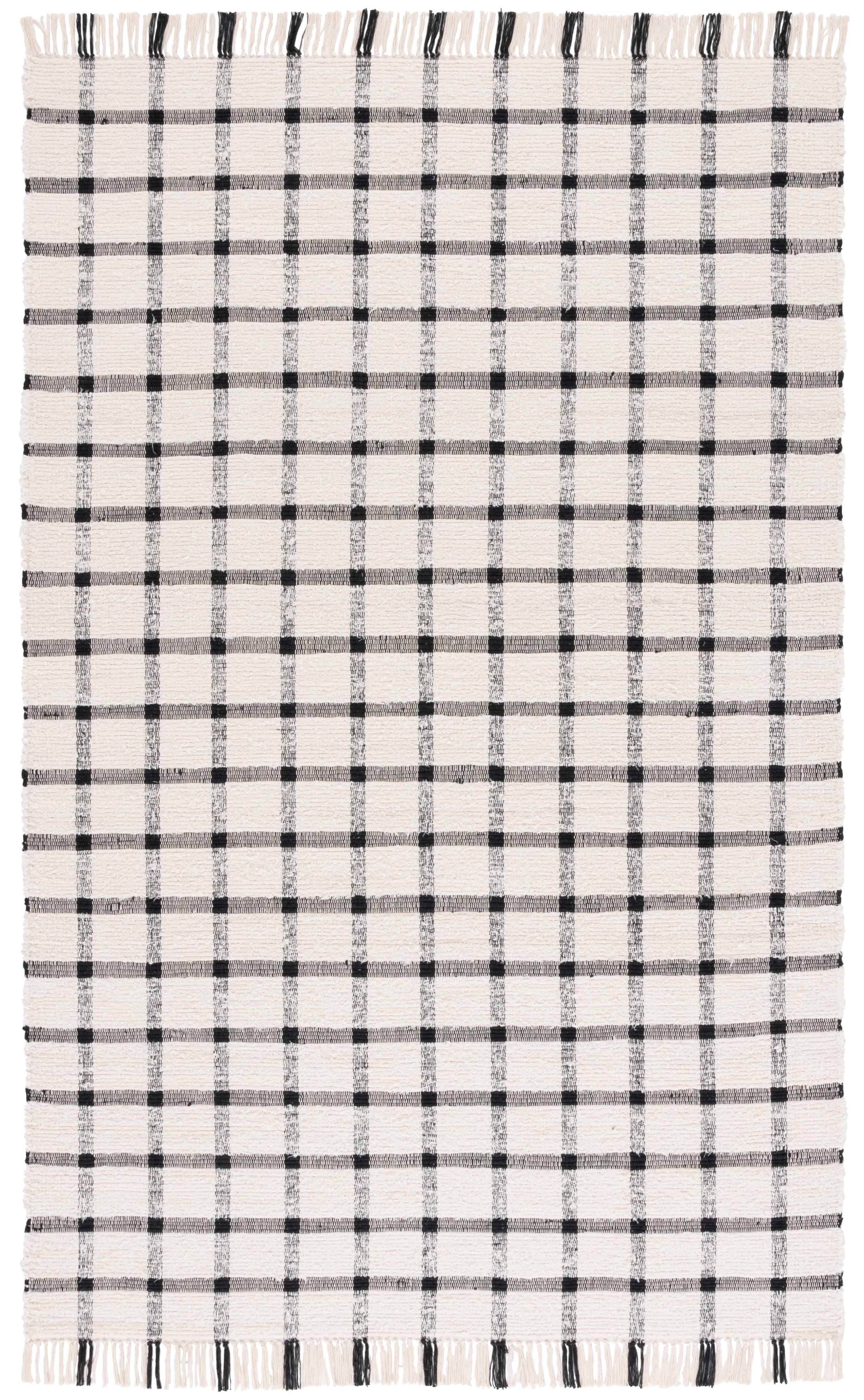 SAFAVIEH Montauk Bevin Checkered Area Rug, Ivory/Black, 4' x 6'