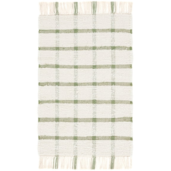 SAFAVIEH Montauk Bevin Checkered Area Rug, Ivory/Green, 3' x 5'