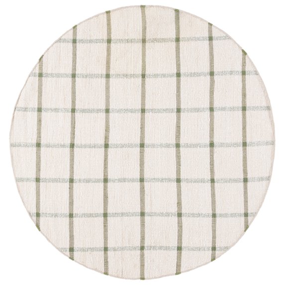 SAFAVIEH Montauk Bevin Checkered Area Rug, Ivory/Green, 6' x 6' Round
