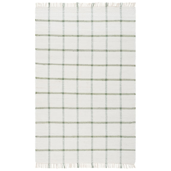 SAFAVIEH Montauk Bevin Checkered Area Rug, Ivory/Green, 6' x 9'