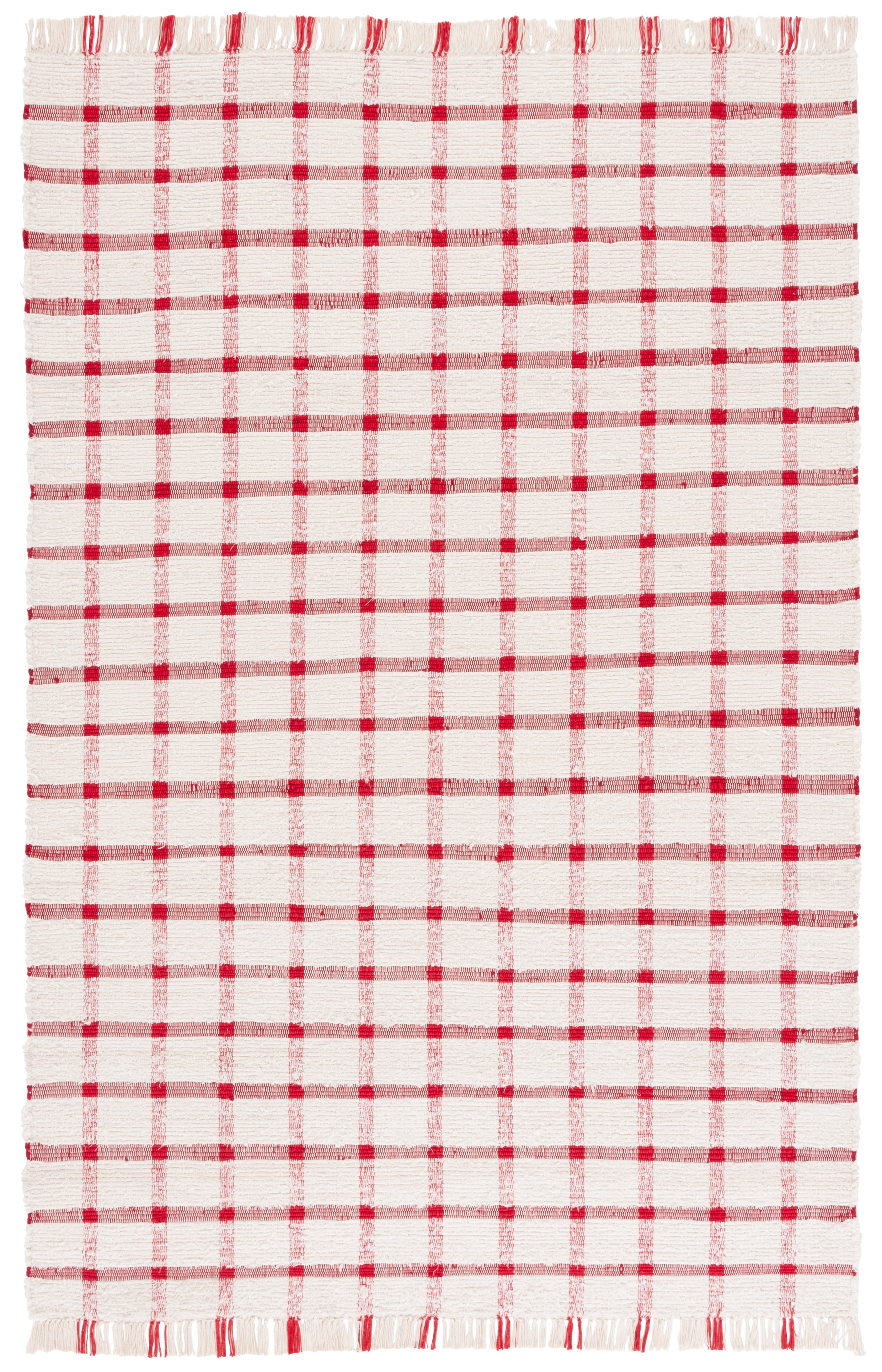 SAFAVIEH Montauk Bevin Checkered Area Rug, Ivory/Red, 5' x 8'