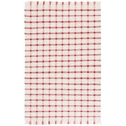 SAFAVIEH Montauk Bevin Checkered Area Rug, Ivory/Red, 6' x 9'