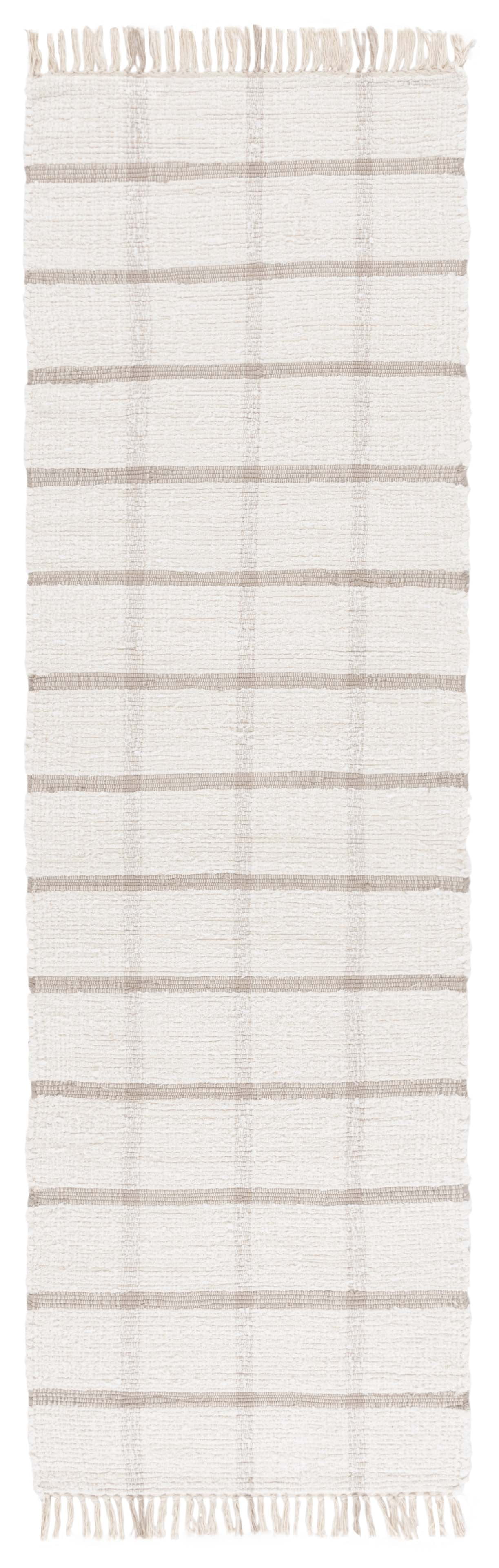 SAFAVIEH Montauk Bevin Checkered Runner Rug, Ivory/Beige, 2'3" x 8'