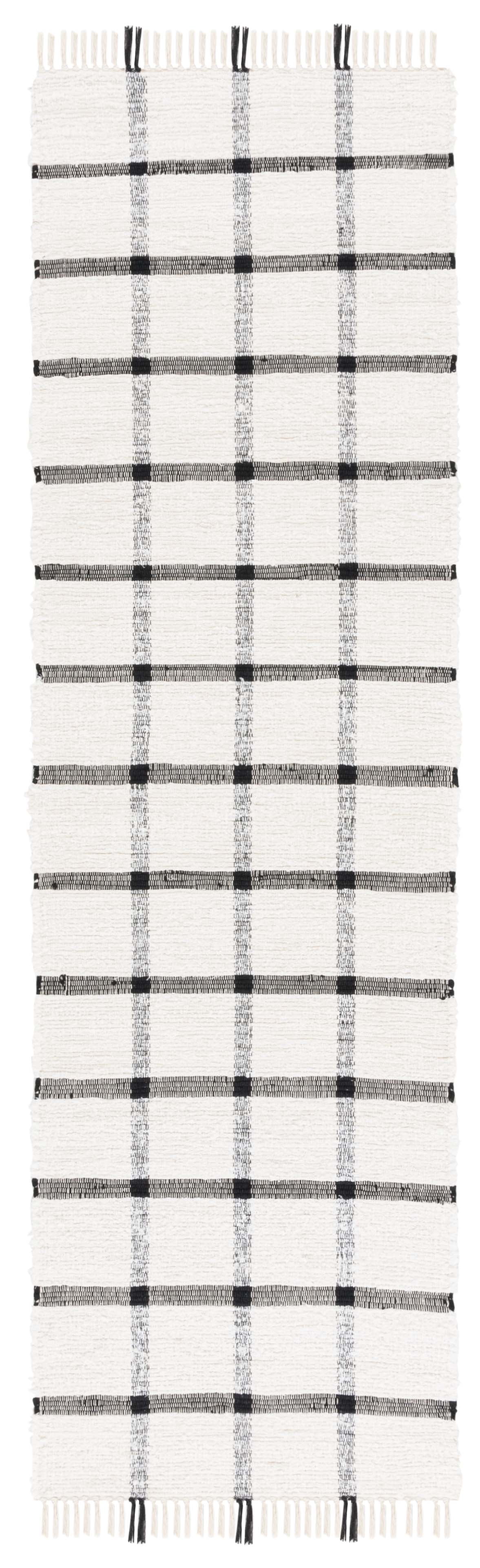 SAFAVIEH Montauk Bevin Checkered Runner Rug, Ivory/Black, 2'3" x 8'