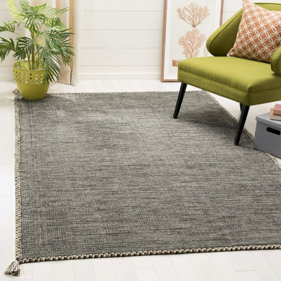 SAFAVIEH Montauk Bijar Jace Solid Soft Braided Cotton Area Rug, Beige/Black, 3' x 5'