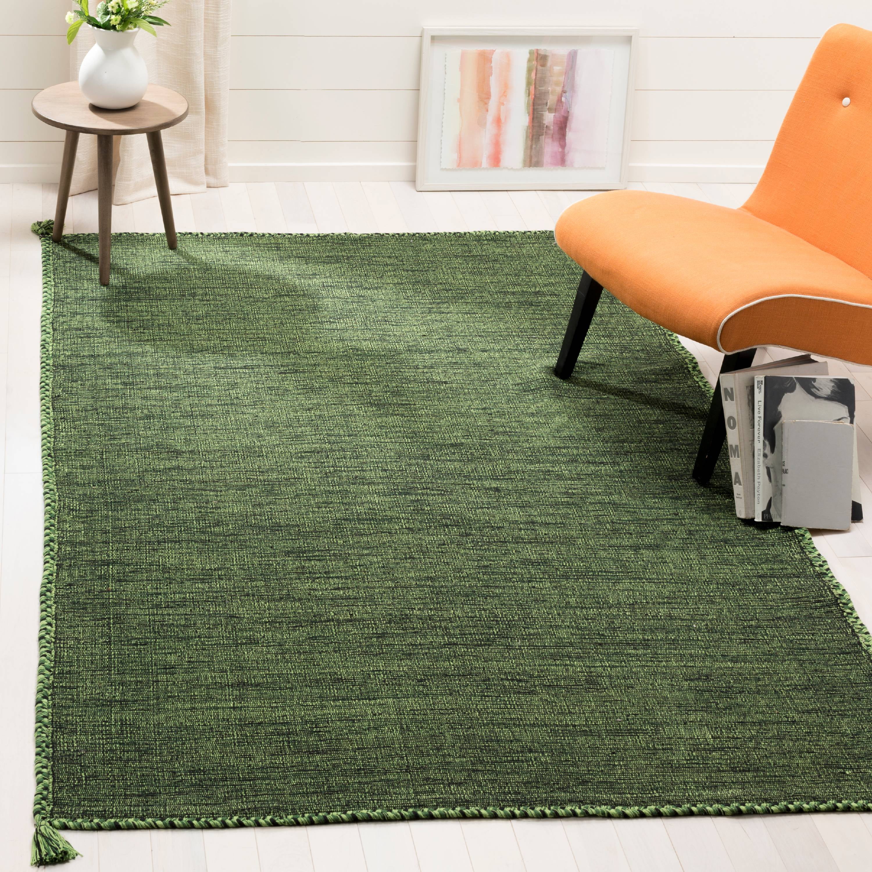 SAFAVIEH Montauk Bijar Jace Solid Soft Braided Cotton Area Rug, Green/Black, 3' x 5'