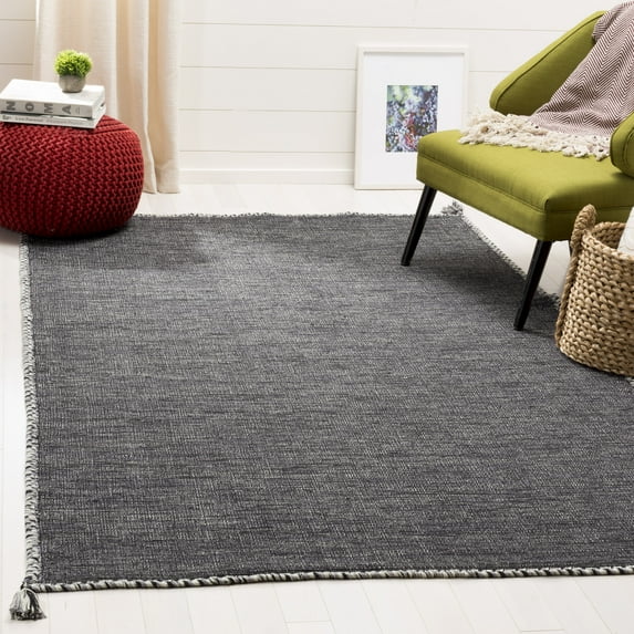 SAFAVIEH Montauk Bijar Jace Solid Soft Braided Cotton Area Rug, Grey/Black, 8' x 10'