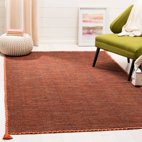 SAFAVIEH Montauk Bijar Jace Solid Soft Braided Cotton Area Rug, Orange/Black, 3' x 5'
