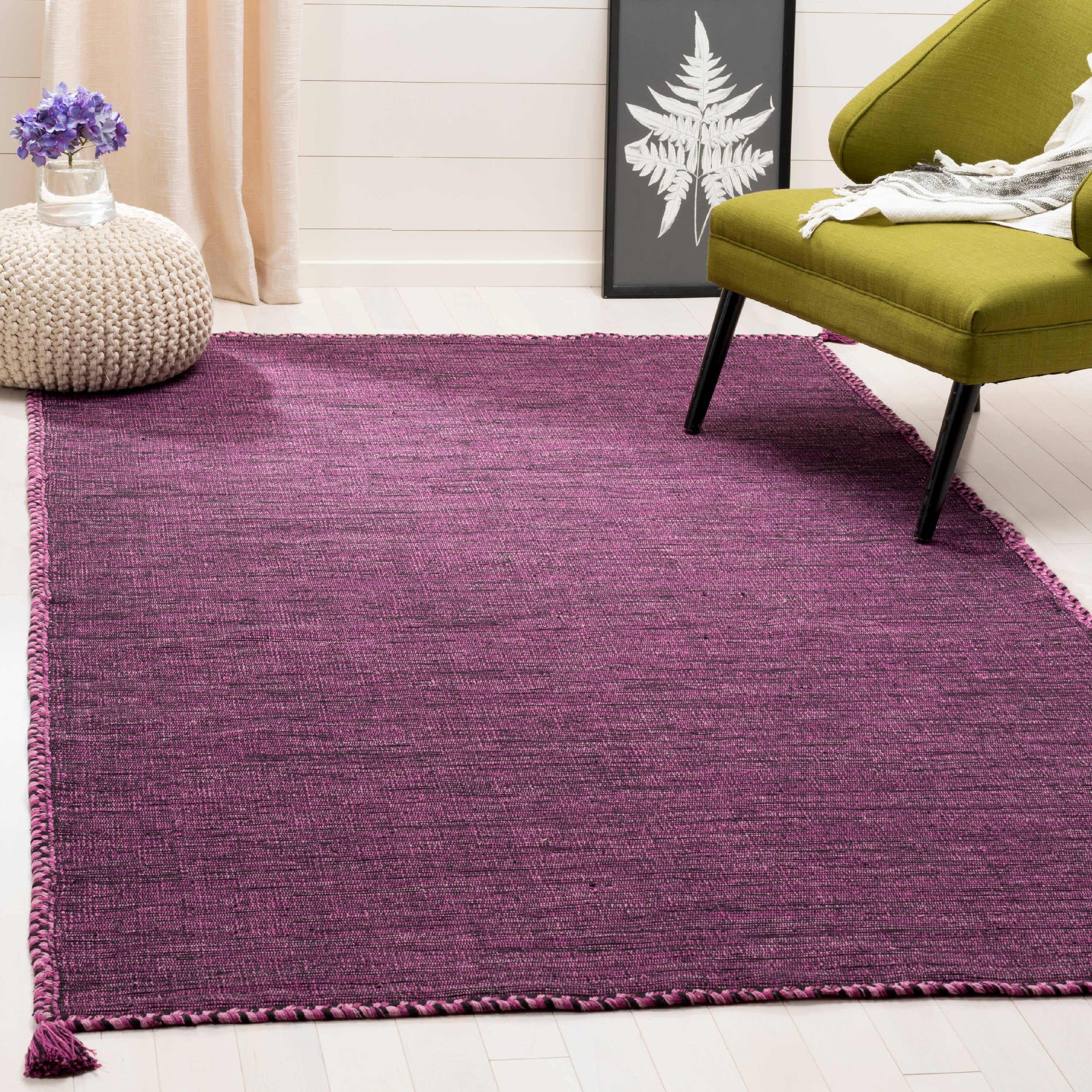 Montauk Purple and Black Handwoven Cotton Area Rug