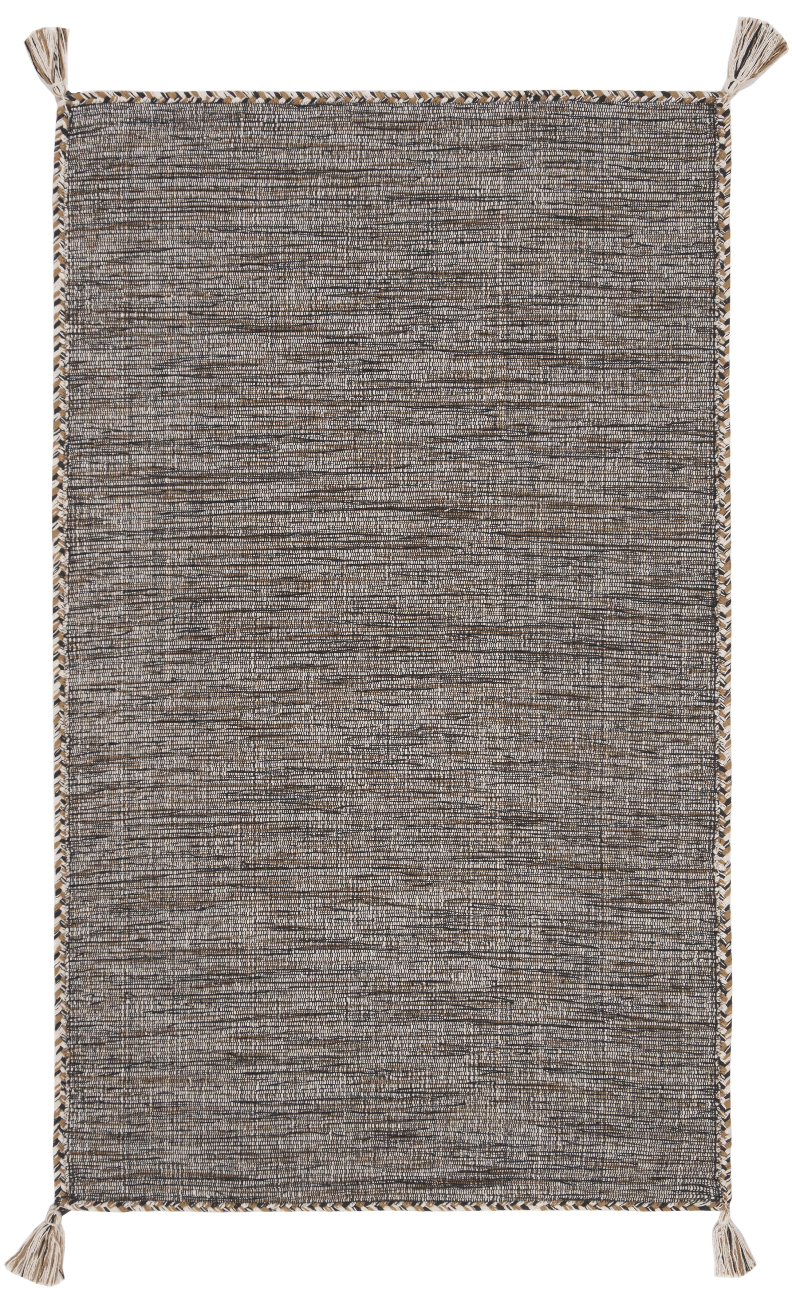 SAFAVIEH Montauk Bijar Solid Cotton Area Rug, Beige/Black, 2' x 3'