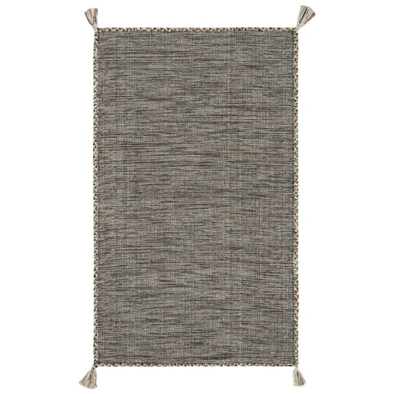 SAFAVIEH Montauk Bijar Solid Cotton Area Rug, Beige/Black, 4' x 6'