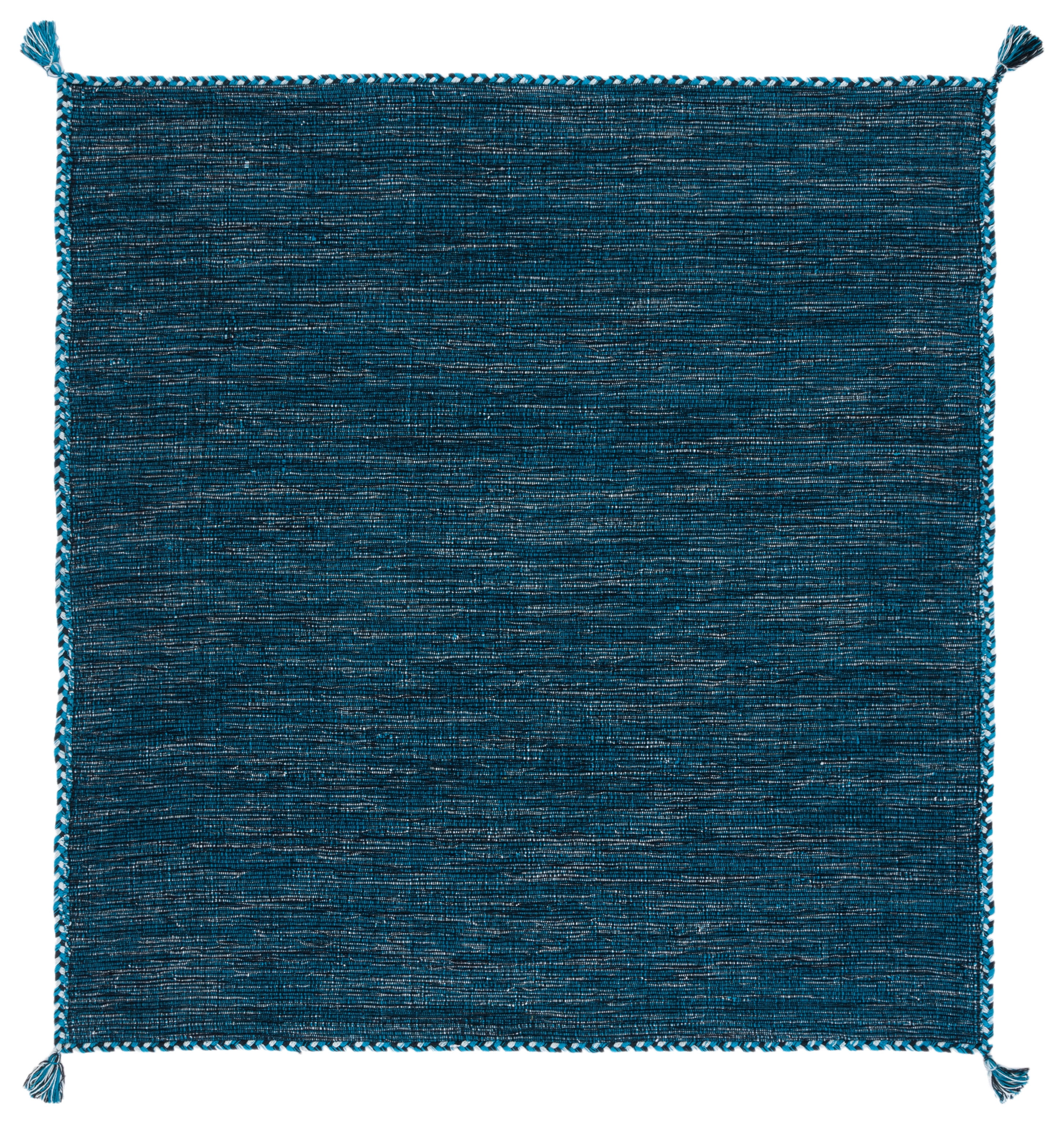 Coastal Charm Handwoven Cotton Blue Square Area Rug