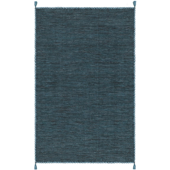 SAFAVIEH Montauk Bijar Solid Cotton Area Rug, Blue/Black, 6' x 9'
