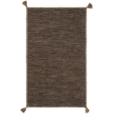SAFAVIEH Montauk Bijar Solid Cotton Area Rug, Brown/Black, 4' x 6'