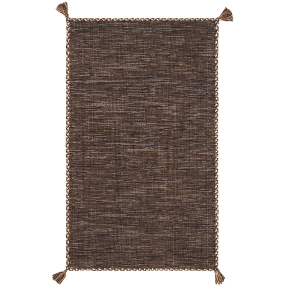 SAFAVIEH Montauk Bijar Solid Cotton Area Rug, Brown/Black, 4' x 6'