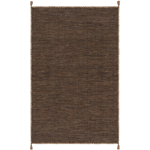 SAFAVIEH Montauk Bijar Solid Cotton Area Rug, Brown/Black, 6' x 9'