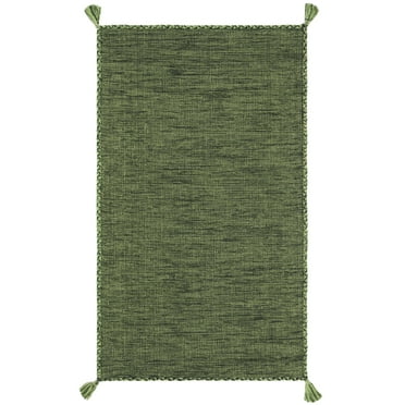 SAFAVIEH Montauk Bijar Solid Cotton Area Rug, Green/Black, 2' x 3'