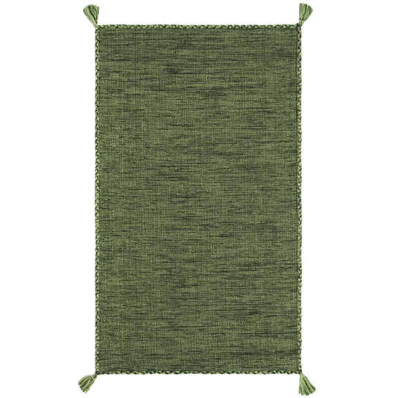 SAFAVIEH Montauk Bijar Solid Cotton Area Rug, Green/Black, 4' x 6'