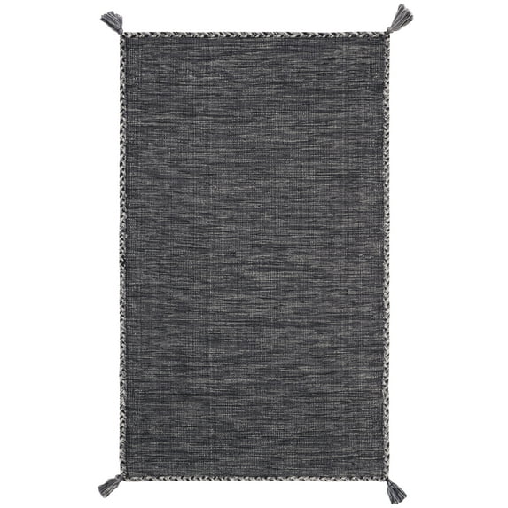 SAFAVIEH Montauk Bijar Solid Cotton Area Rug, Grey/Black, 2' x 3'