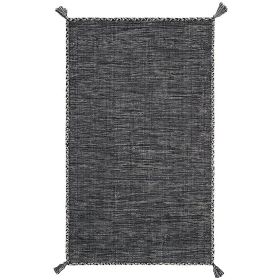 SAFAVIEH Montauk Bijar Solid Cotton Area Rug, Grey/Black, 2' x 3'