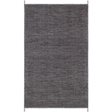 SAFAVIEH Montauk Bijar Solid Cotton Area Rug, Grey/Black, 6' x 9'