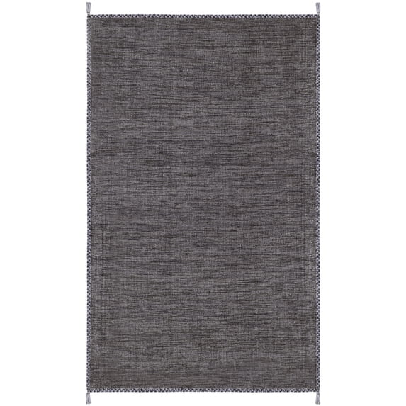 SAFAVIEH Montauk Bijar Solid Cotton Area Rug, Grey/Black, 6' x 9'