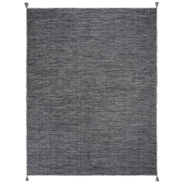 SAFAVIEH Montauk Bijar Solid Cotton Area Rug, Grey/Black, 9' x 12'