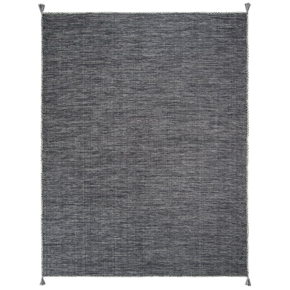 SAFAVIEH Montauk Bijar Solid Cotton Area Rug, Grey/Black, 9' x 12'