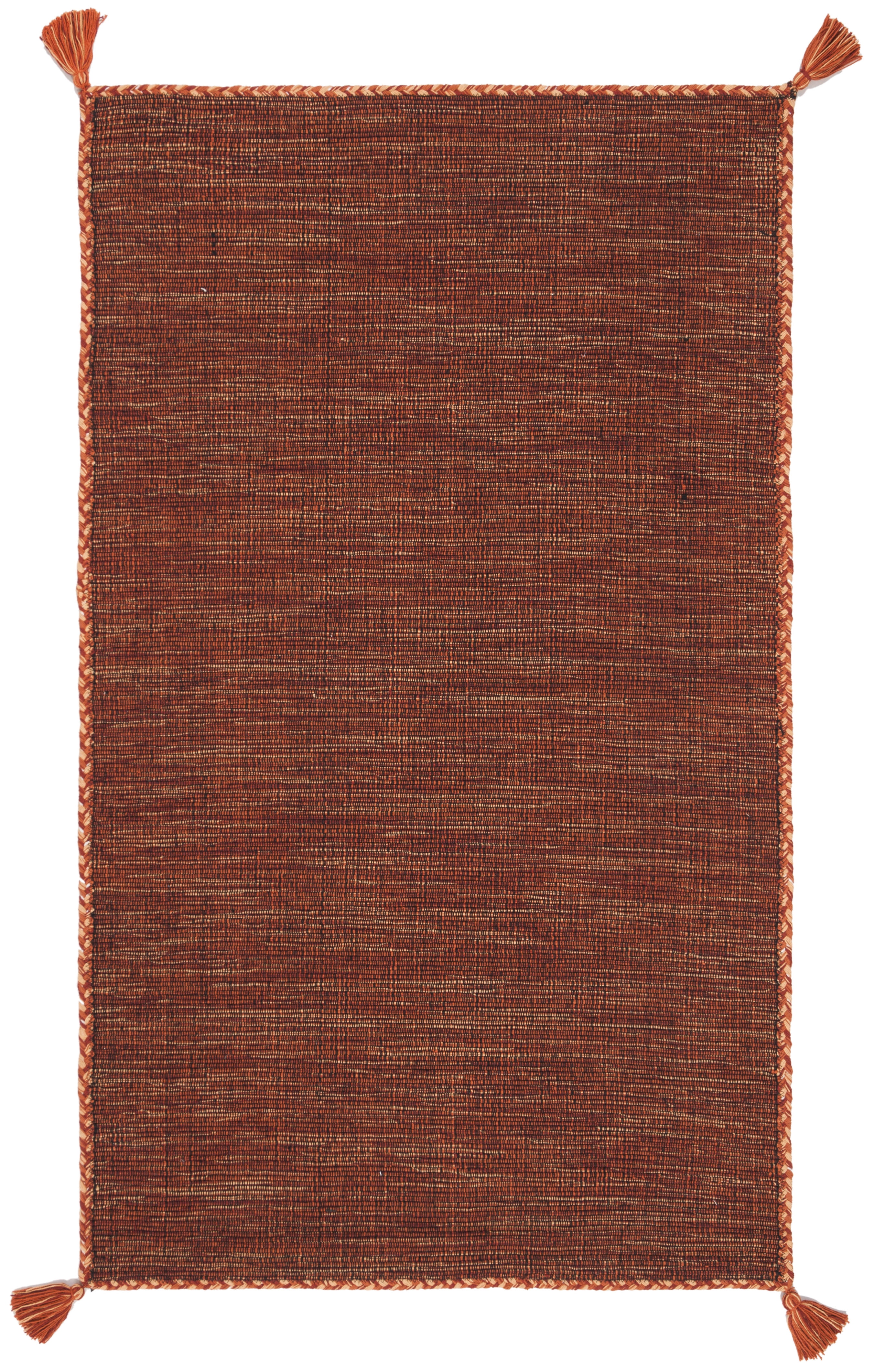 SAFAVIEH Montauk Bijar Solid Cotton Area Rug, Orange/Black, 2' x 3'