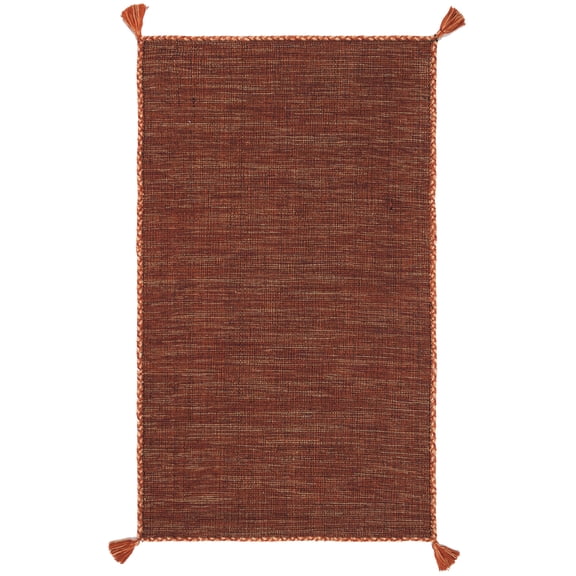 SAFAVIEH Montauk Bijar Solid Cotton Area Rug, Orange/Black, 2' x 3'