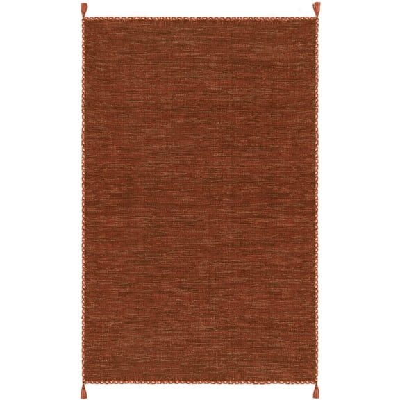 SAFAVIEH Montauk Bijar Solid Cotton Area Rug, Orange/Black, 6' x 9'