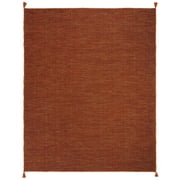 SAFAVIEH Montauk Bijar Solid Cotton Area Rug, Orange/Black, 9' x 12'
