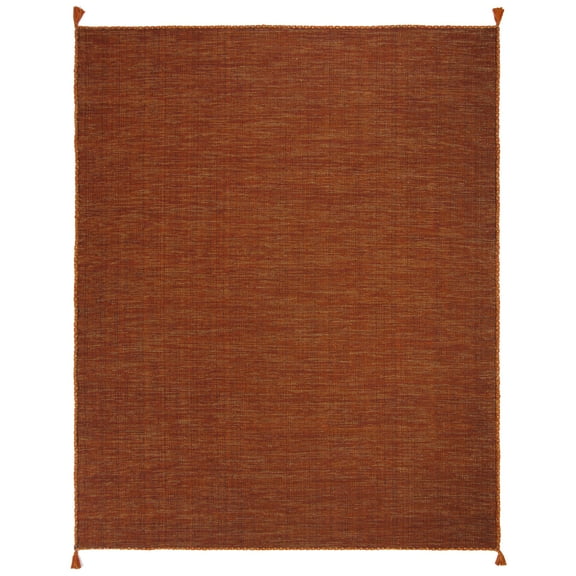 SAFAVIEH Montauk Bijar Solid Cotton Area Rug, Orange/Black, 9' x 12'