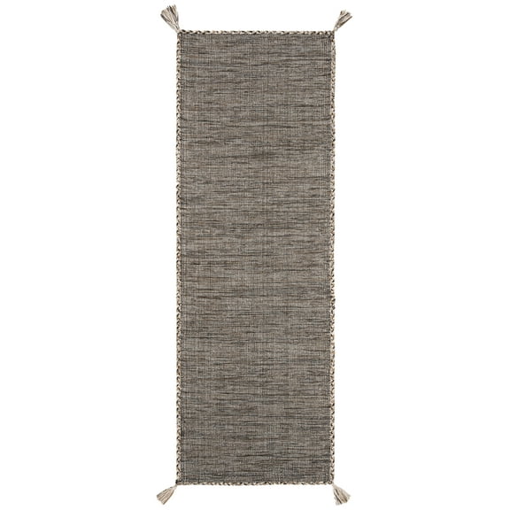 SAFAVIEH Montauk Bijar Solid Cotton Runner Rug, Beige/Black, 2'3" x 6'