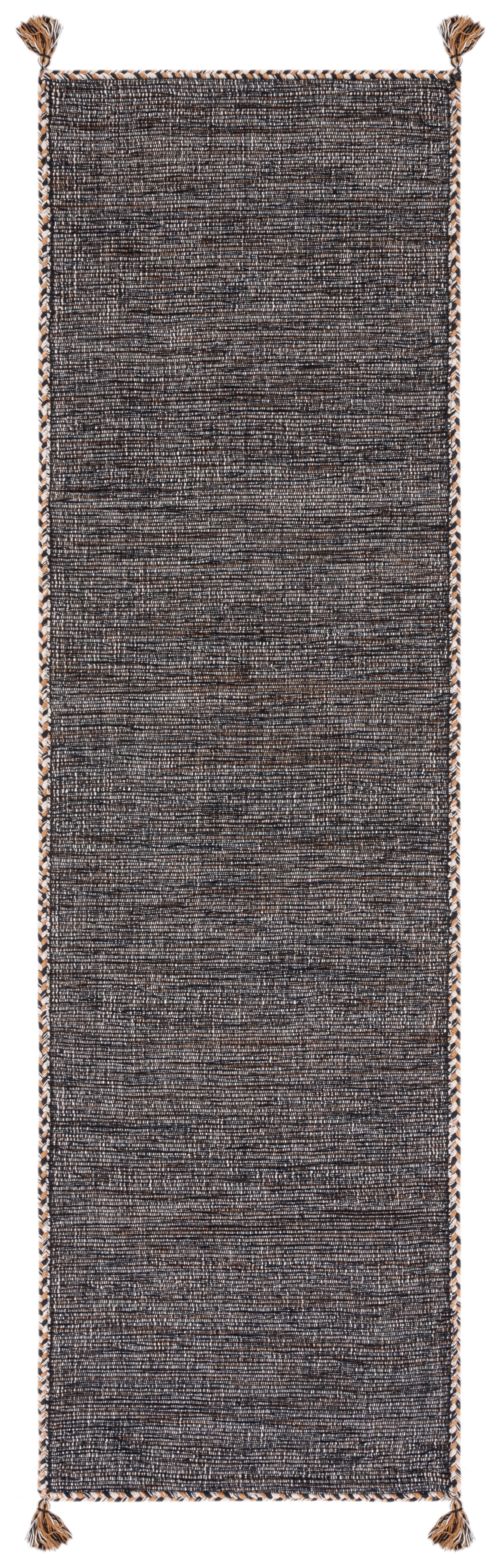 SAFAVIEH Montauk Bijar Solid Cotton Runner Rug, Beige/Black, 2'3" x 8'