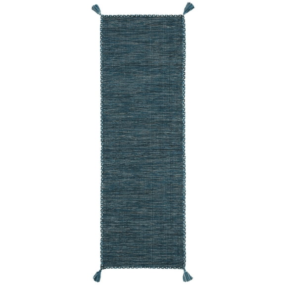 SAFAVIEH Montauk Bijar Solid Cotton Runner Rug, Blue/Black, 2'3" x 8'