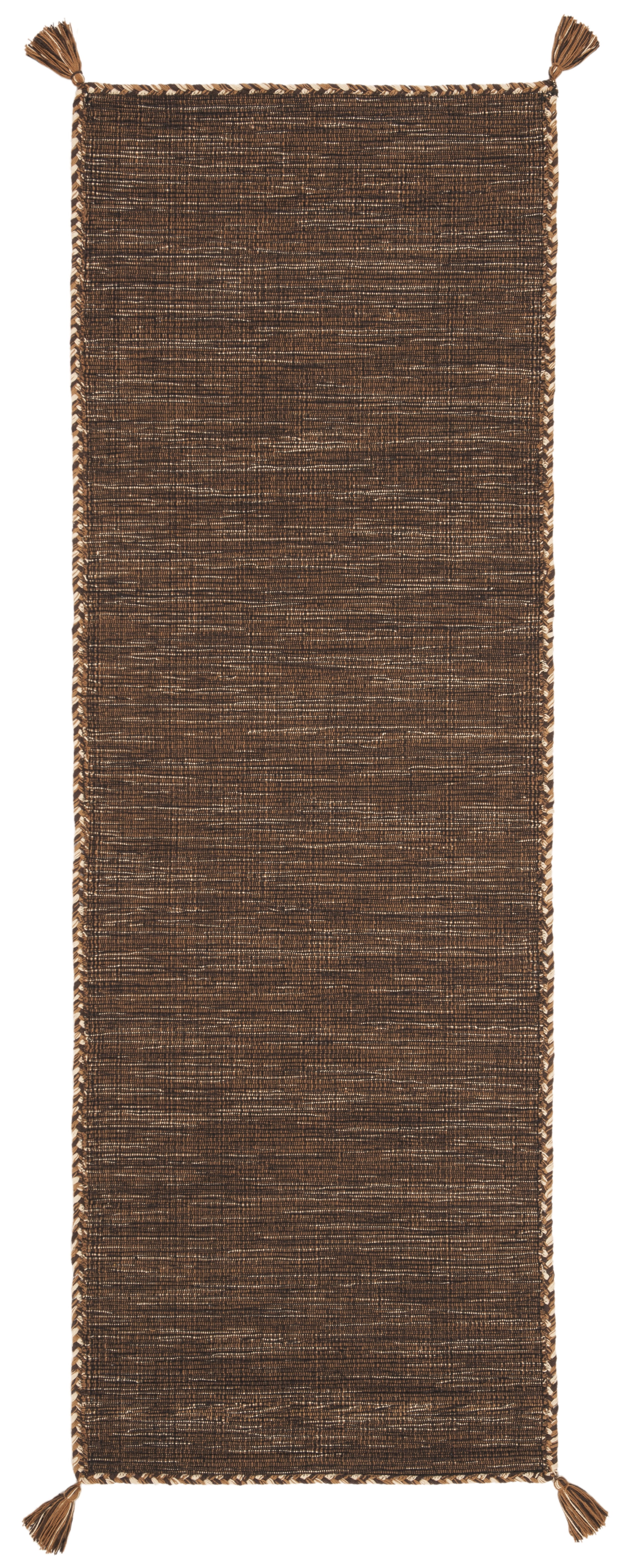 SAFAVIEH Montauk Bijar Solid Cotton Runner Rug, Brown/Black, 2'3" x 6'