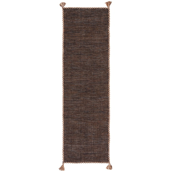SAFAVIEH Montauk Bijar Solid Cotton Runner Rug, Brown/Black, 2'3" x 9'