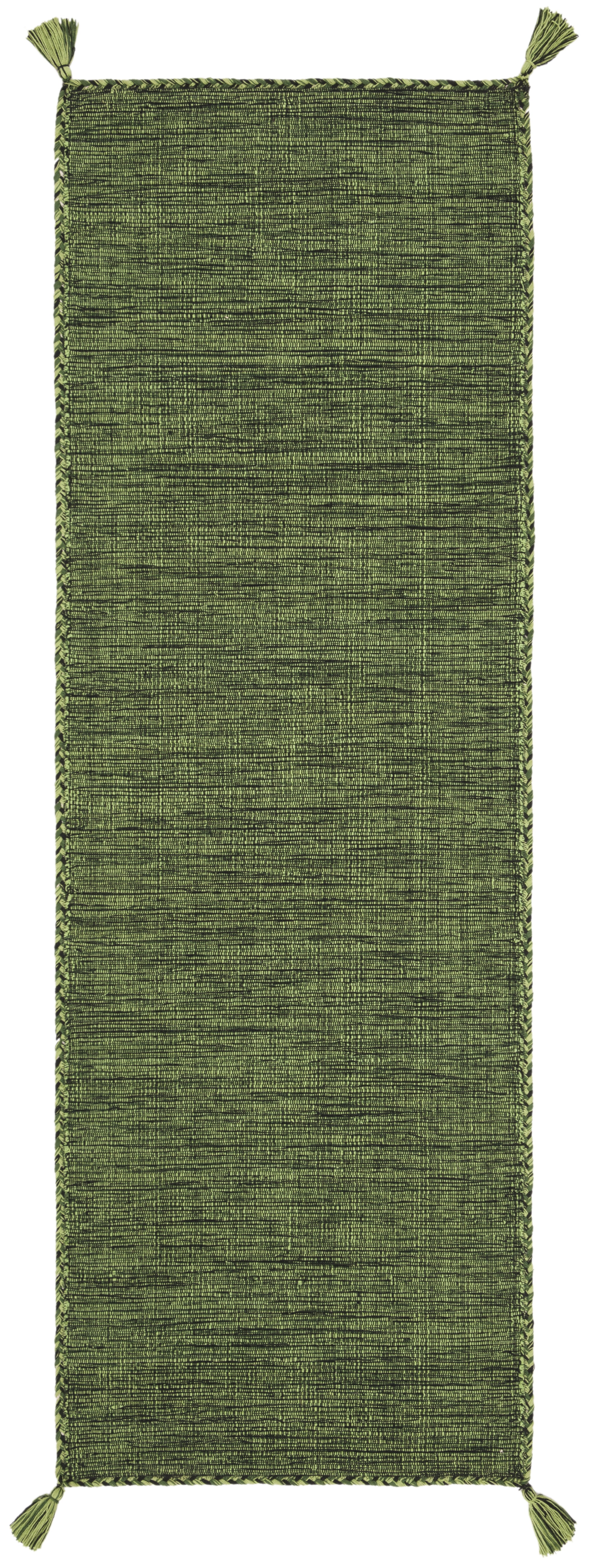 SAFAVIEH Montauk Bijar Solid Cotton Runner Rug, Green/Black, 2'3" x 6'