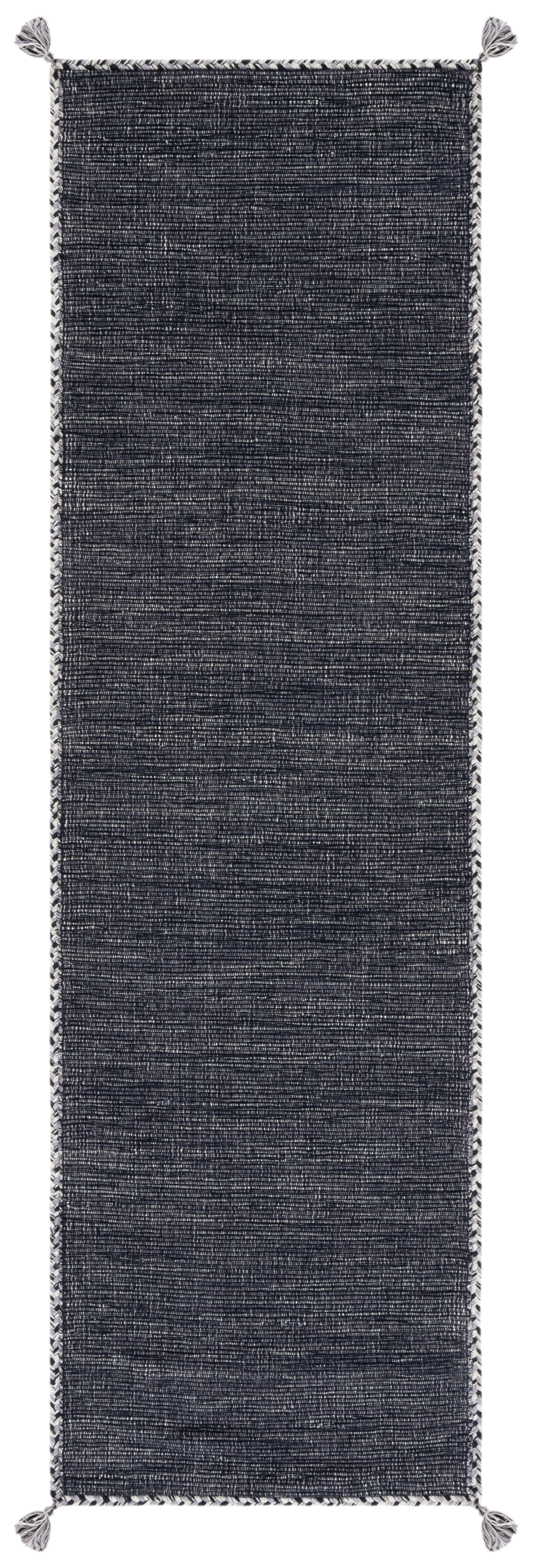 SAFAVIEH Montauk Bijar Solid Cotton Runner Rug, Grey/Black, 2'3" x 11'7"