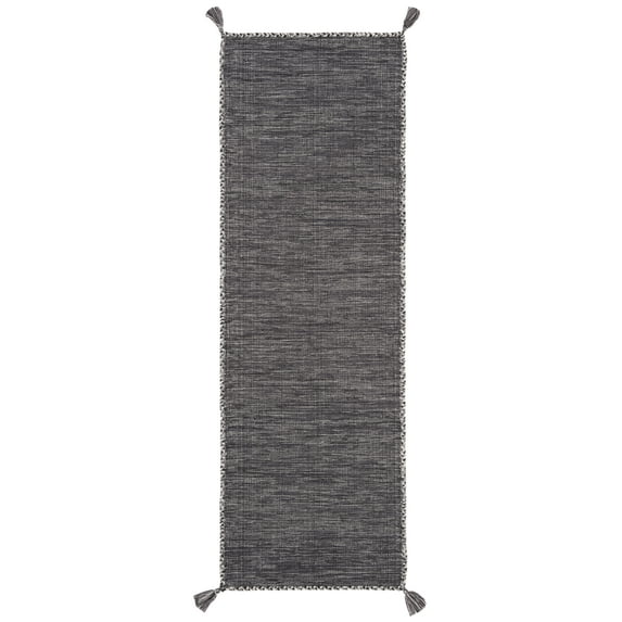 SAFAVIEH Montauk Bijar Solid Cotton Runner Rug, Grey/Black, 2'3" x 5'