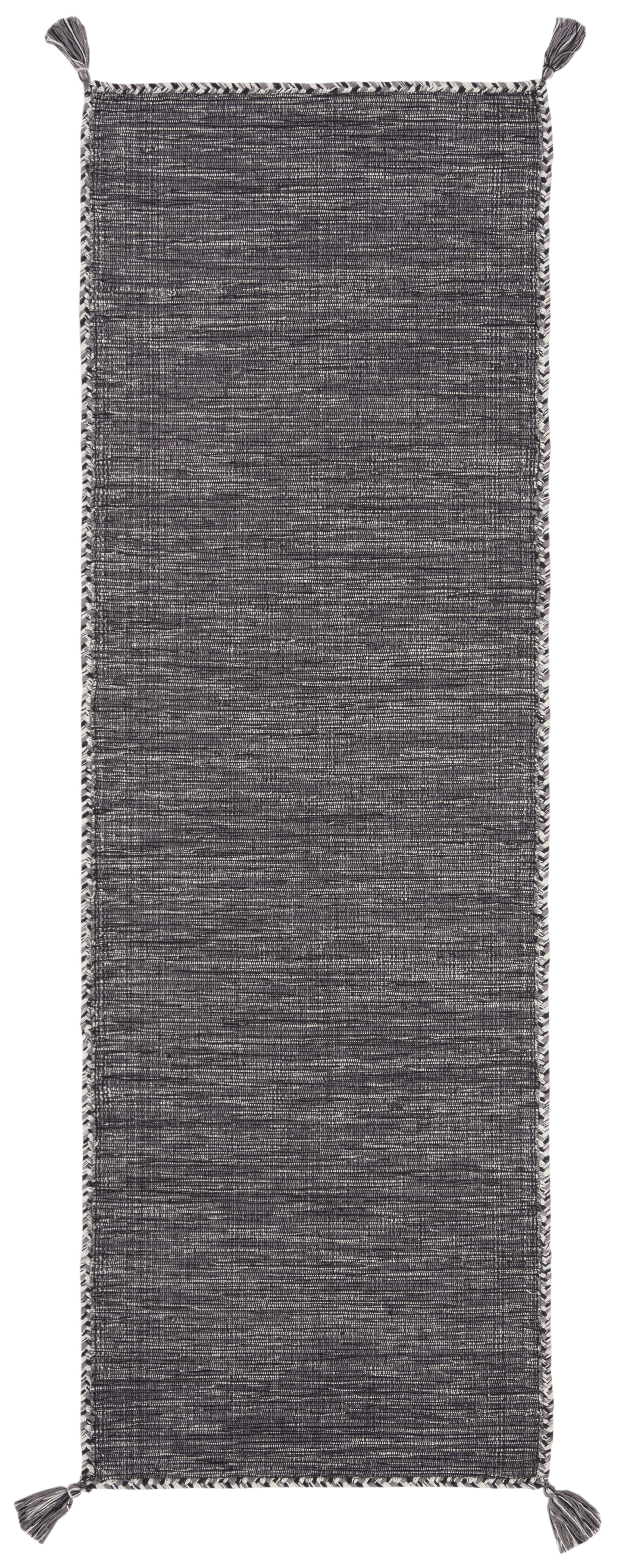 SAFAVIEH Montauk Bijar Solid Cotton Runner Rug, Grey/Black, 2'3" x 6'