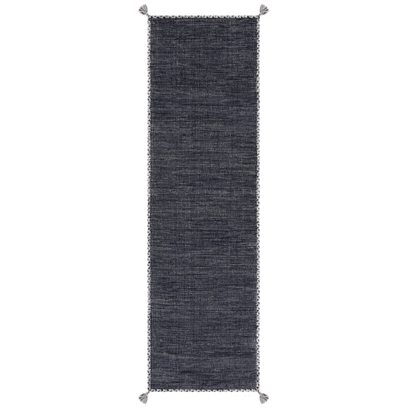 SAFAVIEH Montauk Bijar Solid Cotton Runner Rug, Grey/Black, 2'3" x 9'