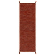 SAFAVIEH Montauk Bijar Solid Cotton Runner Rug, Orange/Black, 2'3" x 5'