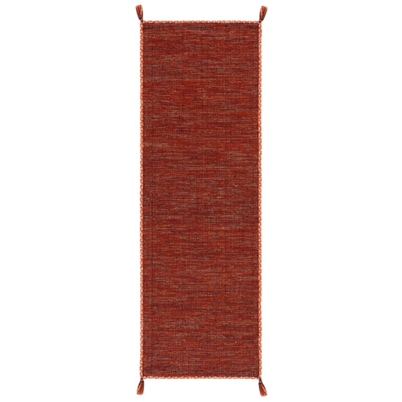 SAFAVIEH Montauk Bijar Solid Cotton Runner Rug, Orange/Black, 2'3" x 9'